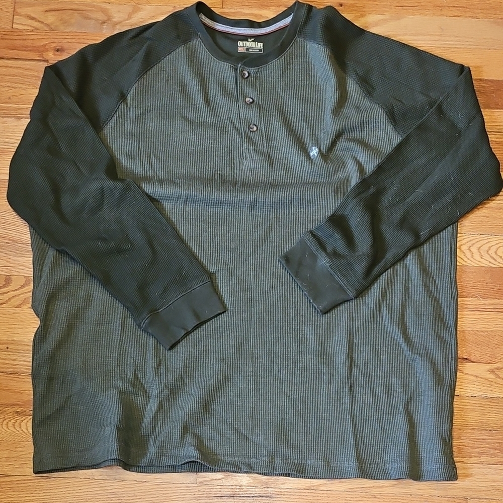 Outdoor Life Dark Green Long Sleeve Henley